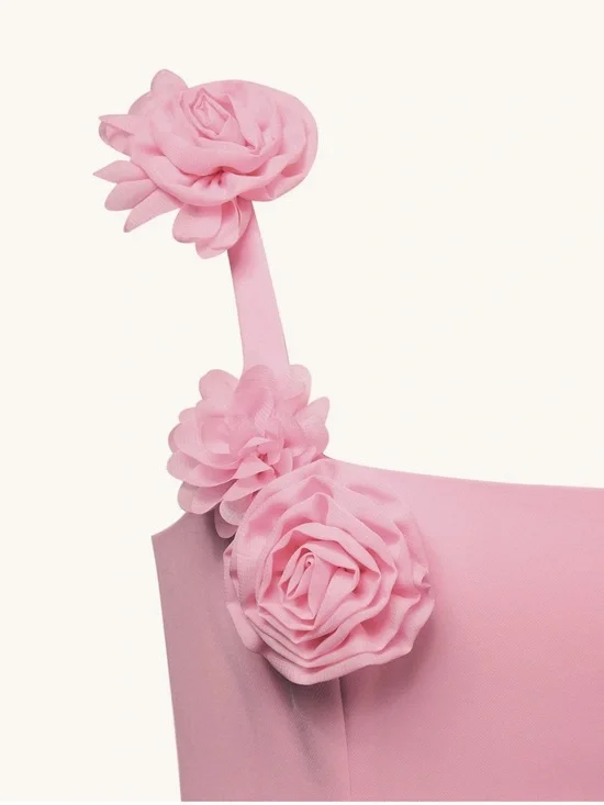 NWT JW Pei Elaina Pink Rosette Applique Mini Dress-Pink - Size 10 - Picture 5 of 12